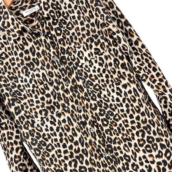 EQUIPMENT FEMME Women's‎ XS 100% Silk Leopard Animal Safari Print Button Blouse - Picture 1 of 10